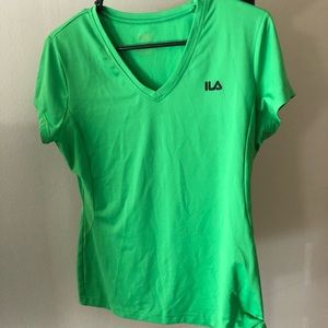 Bright green fila dry fit  work out shirt